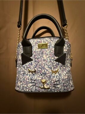 Luv Betsey by Betsey Johnson Kitty Cat Crossbody Bag, Star Print / Gold Hardware